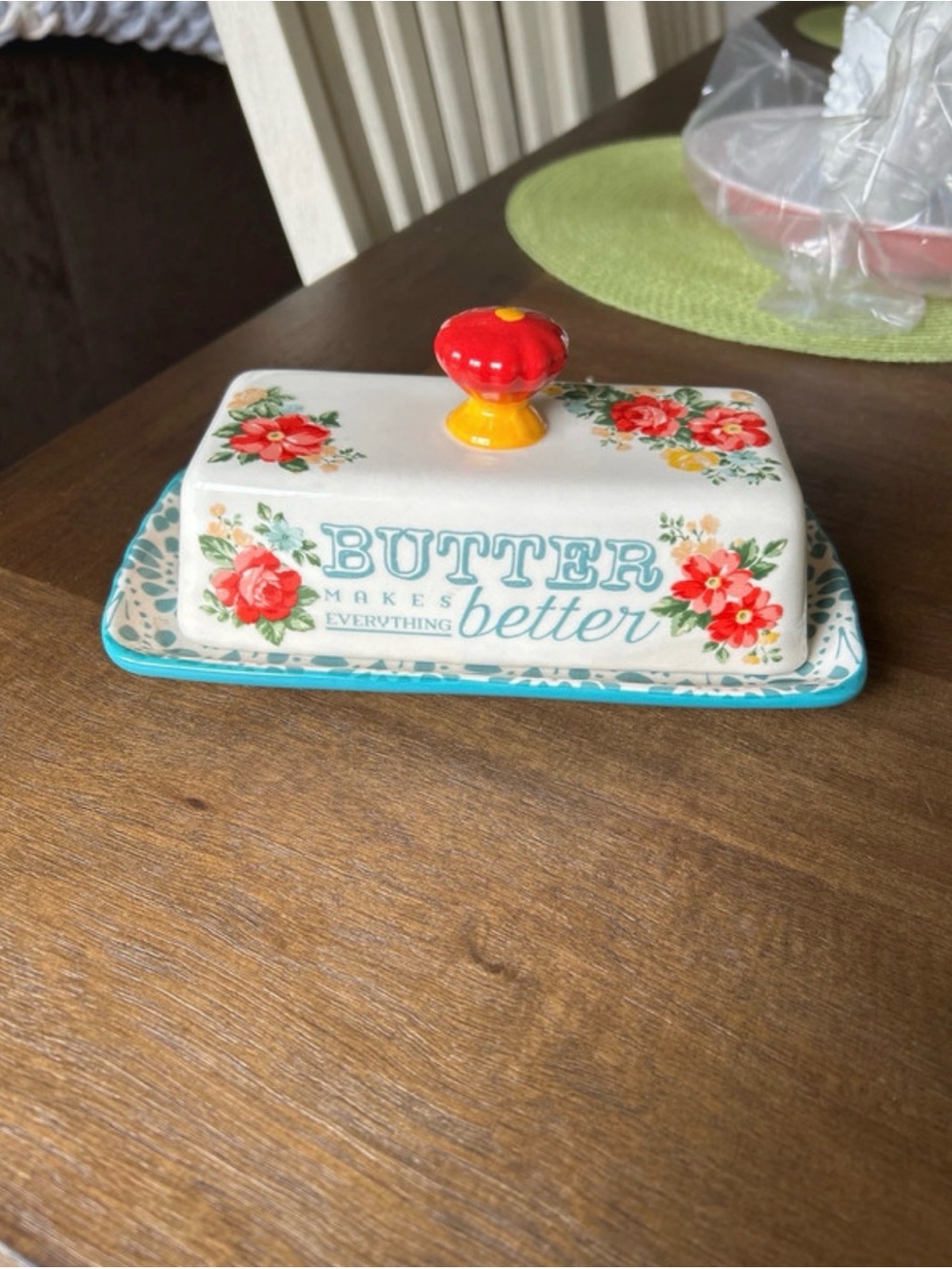 Pioneer Woman butterMakes Everything Better Floral Ceramic Butter Dish